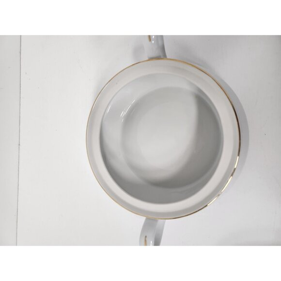 VTG Allegro Porcelain White Green Floral Vegetable Serving Dish Gold Trim Lidded - Picture 4 of 12